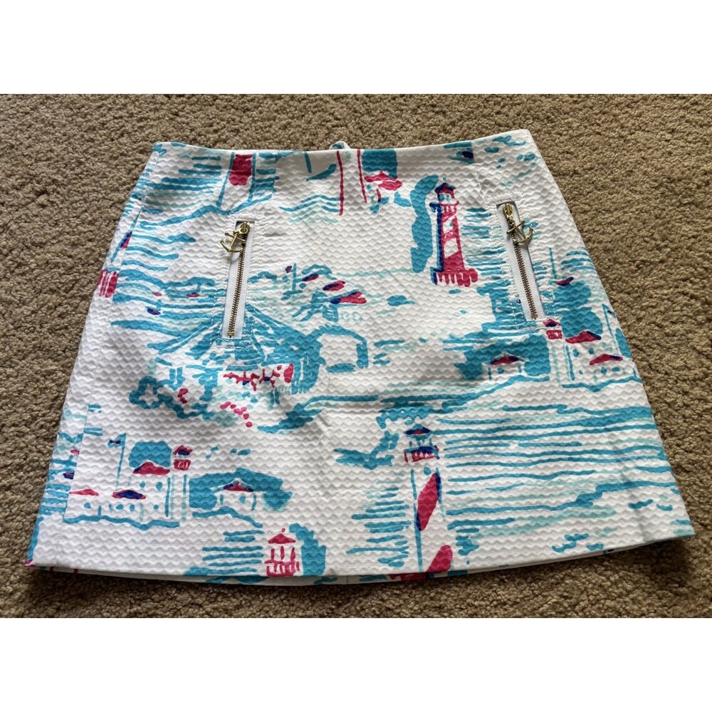 NWT Lilly Pulitzer Tate Nautical Mini Skirt 00 BLue Pink White Resort Wear